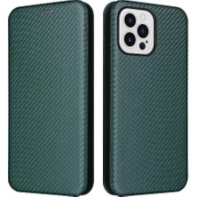 IPhone 14 Için Kılıf Artı Deri Folio Flip Case Manyetik Karbon Fiber (Yurt Dışından)