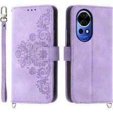 Huawei Nova 12 Için Flip Case Kabartmalı Bileklik Darbeye Çoklu Kart (Yurt Dışından)