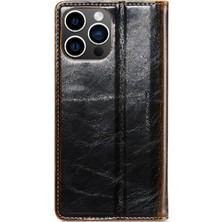 Iphone 15 Için Flip Case Pro Çılgın At Pu Deri Kickstand Kart Tutucu (Yurt Dışından)