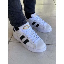 Pabuçhan Ayakkabı  1152 Erkek Sneakers Spor Ayakkabı  - Beyaz Siyah  - 44 - BTMK01152-BEYAZ Siyah -44