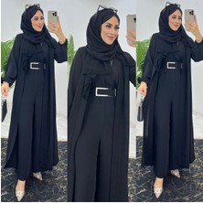 First Birinci Sınıf Premium Çift Taraflı Dubai Krep Kumaş Tulumlu Abaya Takım