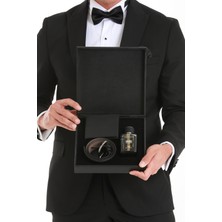 Hatemoğlu Erkek Edp Parfüm Cüzdan Kemer 3'lü Ahşap Kutulu Set Damat Bohçası Seti