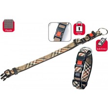 Karlıe Kilitli Boyun Tasma M 40-55CM Ekose Bej