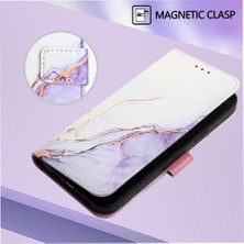 Onur Için Kılıf 100 Pro 5g Kickstand Cüzdan Pu Deri Mermer Desen (Yurt Dışından)