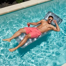 Intex 188CM Gümüş Bardaklı Yastıklı Deniz Yatağı - Intex 58894 French Mattress Suntanner Pool Lounger Float W/headrest