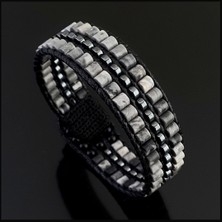 Seven Art Jewelry Doğal Taş Bileklik, Map Jasper, Hematit ve Akik Taşı Tarz Bileklik, Erkek Bileklik, Kadın Bileklik