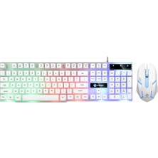 Polham Mekanikal Ultra Sessiz Rgb Işıklı Kablolu Mouse Klavyesi Seti, Su Geçirmez, Hızlı Bağlantılı