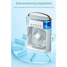 Enshall Yeni Işıklı 600ML 5 Spreyli Vantilatör Buzlu Buharlı Mini Klima Mini Fan