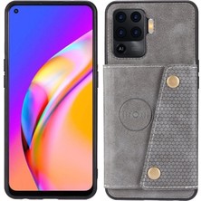 YH Mall Oppo Reno5 Lite Buit Için Cüzdan Kılıf Demir Kickstand Kart Tutucu Cüzdan (Yurt Dışından)