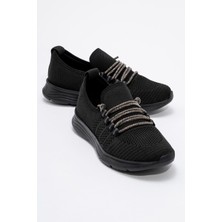 Ccway Kadın Taşlı Triko Ayakkabı SİYAH SİYAH