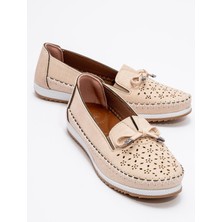 Ccway Kadın Çiçekli Günlük Ayakkabı KREM KOT