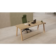 Çağın Ofis Mobilyaları Piwork Meşe Tekli Etajersiz Masa 220 cm (Budva)