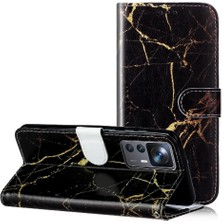 Mays Shop Xiaomi 12T Için Flip CASE/12T Pro Mermer Desen Manyetik Kart Yuvaları Tutucu (Yurt Dışından)