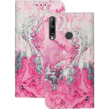 Mays Shop Huawei Y7P Pu Deri Cüzdan Için Flip Case Tam Koruma Mermer Desen (Yurt Dışından)