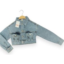 Çikoby Kız Çocuk Yumuşak Dokulu Lycralı Crop Kot Ceket