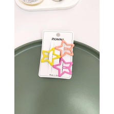 Minibuki Mineli Sarı Pembe Turuncu Renk 4.5cm 3lü Yıldız Çocuk Çıt Çıt Toka