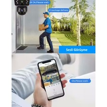 Ventus O-Kam SOLAR3915 4g Güneş Enerjili Dual Lens 360° Görüş Akıllı Güvenlik Kamerası 128GB Hafıza