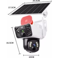 Ventus O-Kam SOLAR3915 4g Güneş Enerjili Dual Lens 360° Görüş Akıllı Güvenlik Kamerası 128GB Hafıza