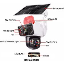 Ventus O-Kam SOLAR3915 4g Güneş Enerjili Dual Lens 360° Görüş Akıllı Güvenlik Kamerası 128GB Hafıza