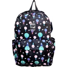 Glanart 3 Gözlü Su Geçirmez Full Astarlı Ortaokul ve Lise Çantası Çift Taban Balon Desen