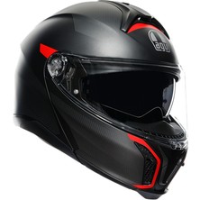 Agv Tourmodular Frequency Matt Gun Metal Red Çene Açılır Kask