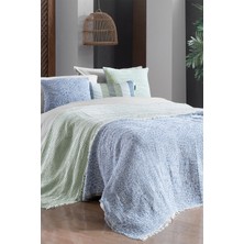 Sarev Turner Mavi Çift Kişilik Pamuk Yatak Örtüsü