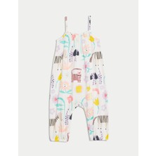 Marks & Spencer Saf Pamuklu Desenli Askılı Tulum (0-3 Yaş)