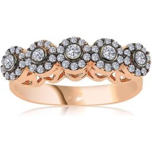 Pigado Elmas Montür Papatya Beş Taş Gümüş Yüzük