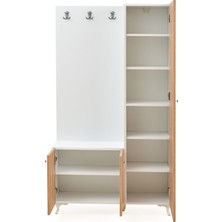 Just Home Aynalı Portmanto - Sonoma / Beyaz