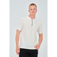 Aziso Erkek Slim Fit Yarım Fermuarlı T-Shirt