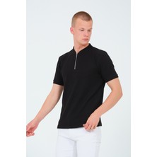 Aziso Erkek Slim Fit Yarım Fermuarlı T-Shirt