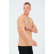 Aziso Erkek Slim Fit Yarım Fermuarlı T-Shirt