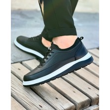 Itallano 0144  Deri Siyah Erkek Sneaker Ayakkabı
