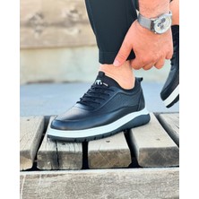 Itallano 0144  Deri Siyah Erkek Sneaker Ayakkabı