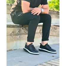 Itallano 0144  Deri Siyah Erkek Sneaker Ayakkabı