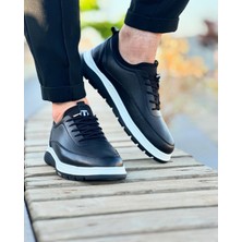 Itallano 0144  Deri Siyah Erkek Sneaker Ayakkabı