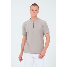 Aziso Erkek Slim Fit Yarım Fermuarlı T-Shirt