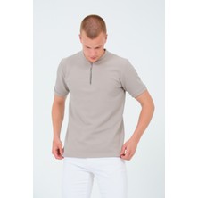 Aziso Erkek Slim Fit Yarım Fermuarlı T-Shirt