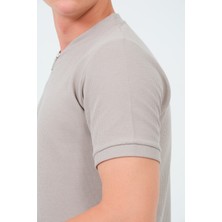 Aziso Erkek Slim Fit Yarım Fermuarlı T-Shirt