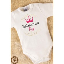 Miniel Özel Tasarım  Organik Pamuklu Babasının Kızı Baskılı Bebek Body Zıbın