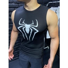 Yhm Erkek Spor Atlet Süper Esnek Compression Fitness Tank Top Terletmez Siyah