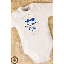 Miniel Özel Tasarım  Organik Pamuklu Babasının Oğlu Baskılı Bebek Body Zıbın