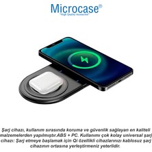 Microcase Samsung-Iphone-Airpod-Watch ile Uyumlu 12W 2in1 Kablosuz Hızlı Şarj Standı -AL4426