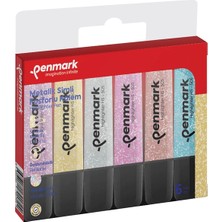 Penmark HS-505-6S 6 Parça Metalik Simli Fosforlu Kalem Seti Renkli Blister Ambalajında