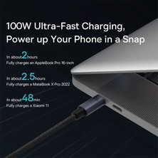 Toocki 100W Type-C To Type-C Dijital Ekran Hızlı Data/şarj Kablosu 2.m Macbook Xiaomi Samsung Uyumlu