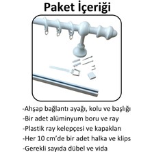 İzen Raylı Ahşap Klasik Rustik Perde Askısı (Alüminyum Boru) Halka ve Klips