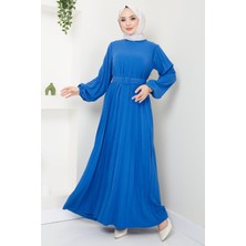 Hafsa Mina  Kemerli Piliseli Aerobin Elbise Indigo Hm2339