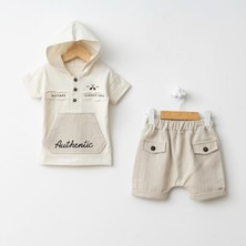 For My Baby Baby Fou Balıksırtı Kapüşonlu Tşhirt Şort Takım
