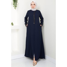 Hafsa Mina Damla Taş Detaylı Ferace Lacivert HM2435