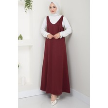 Hafsa Mina Nehir Örme Jile Elbise Bordo HM2389